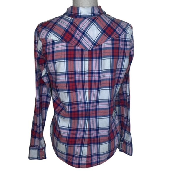 AMERICAN EAGLE Plaid Pearl Button Shirt - Size Large - Picture 2 of 5